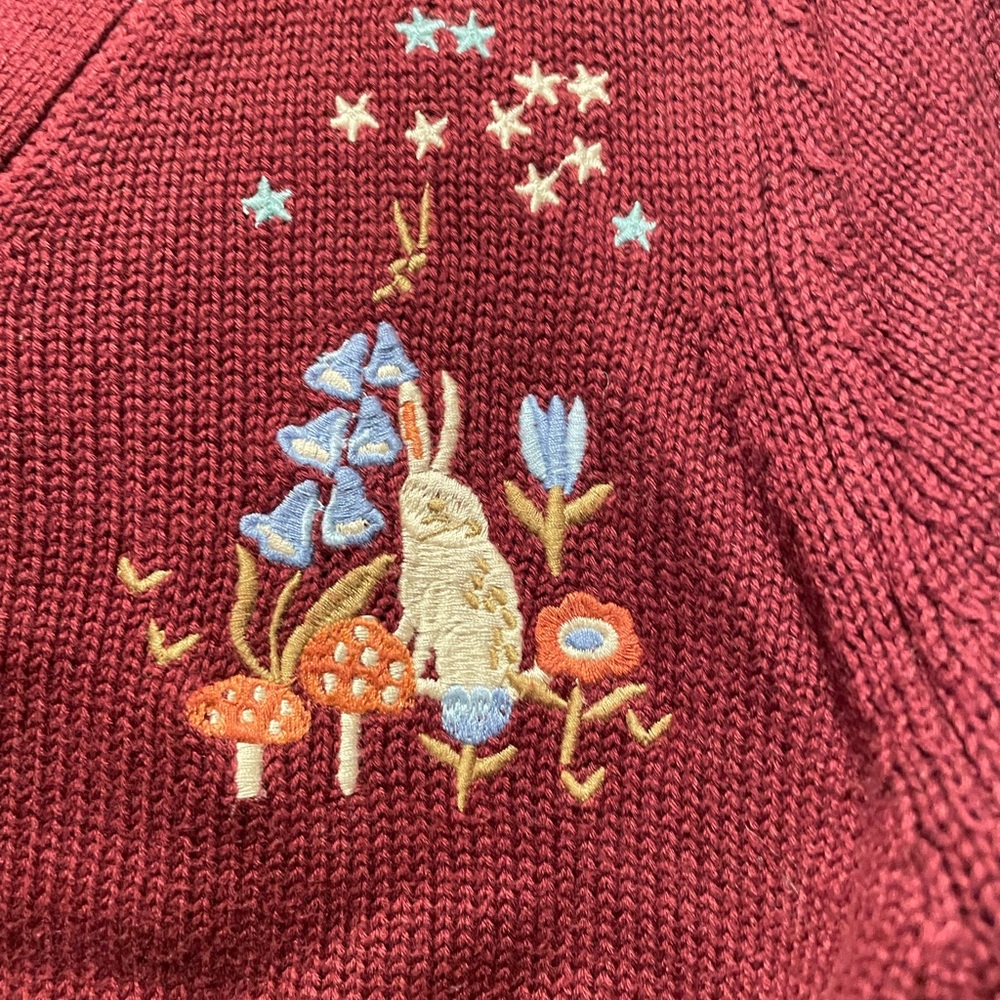 Princess Highway Burgundy Embroidered bunny and owl Cardigan - Picture 4 of 6